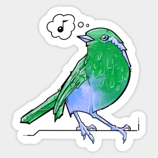 green and blue songbird Sticker